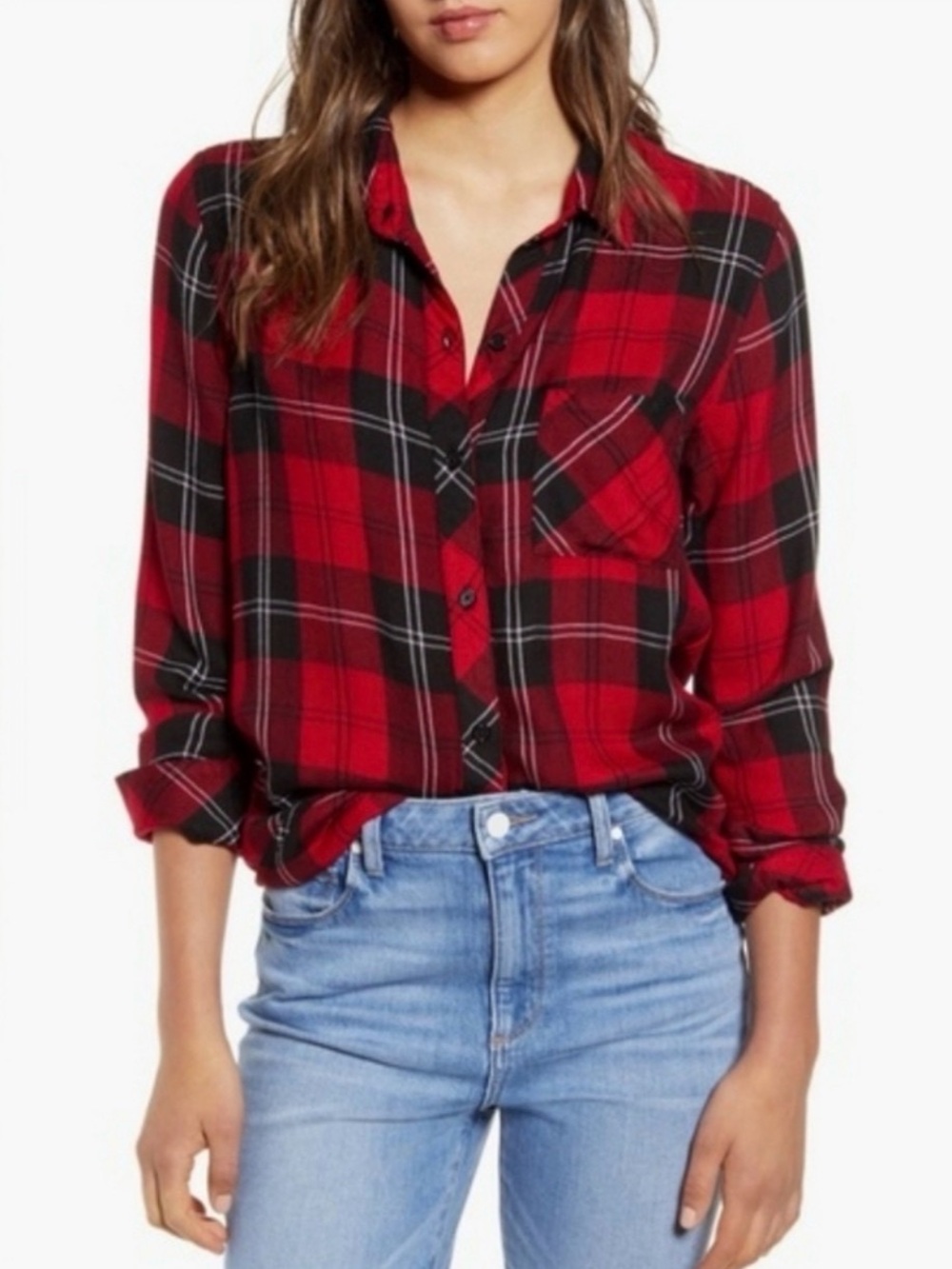 BNWOT Rails Hunter Plaid Flannel Shirt XL Garnet Onyx White
